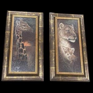 Ruane Manning-Retro Giraffes & Lions Safari Panel Decor-"Proud Mother"-8” x 20”